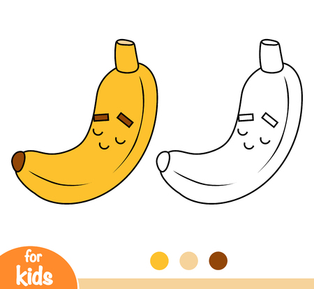 Coloring book for children, Banana with a cute faceのイラスト素材