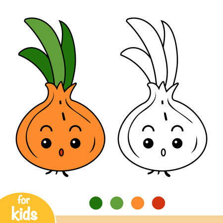 Coloring book for children, Onion with a cute faceのイラスト素材