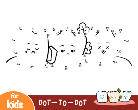 Numbers game, education dot to dot game for children, Dirty teethのイラスト素材