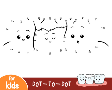 Numbers game, education dot to dot game for children, Happy teethのイラスト素材