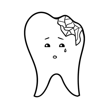 Coloring book for children, Chipped toothのイラスト素材