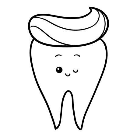 Coloring book for children, Happy tooth and toothpasteのイラスト素材