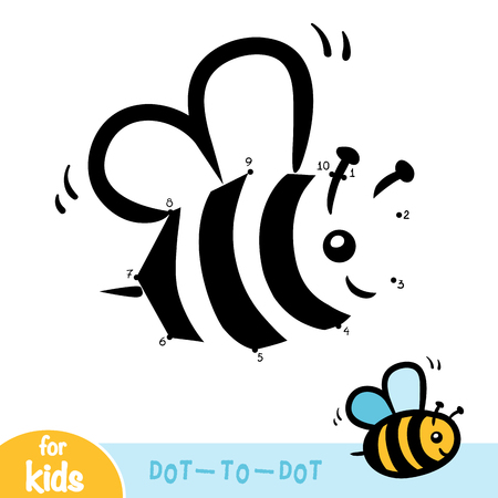 Numbers game, education dot to dot game for children, Beeのイラスト素材
