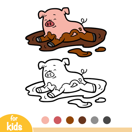 Coloring book for children, Pigのイラスト素材