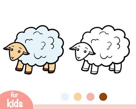 Coloring book for children, Sheepのイラスト素材
