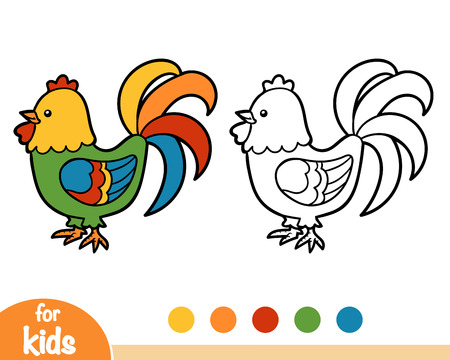 Coloring book for children, Roosterのイラスト素材
