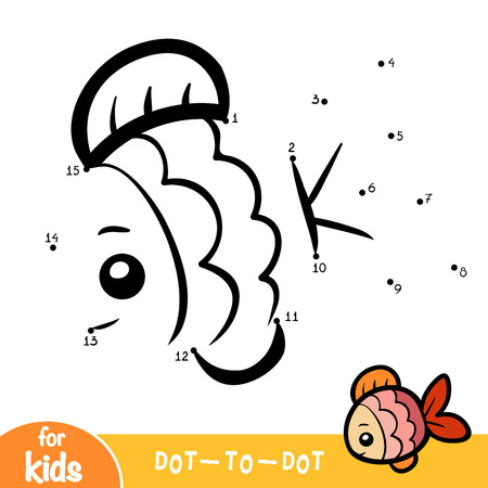 Numbers game, education dot to dot game for children, Fishのイラスト素材