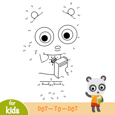 Numbers game, education dot to dot game for children, Panda and bookのイラスト素材
