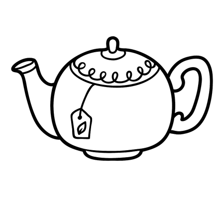 Coloring book for children, Teapotのイラスト素材