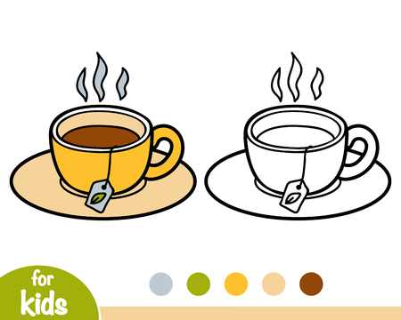 Coloring book for children, Cup of teaのイラスト素材