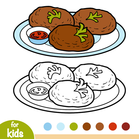 Coloring book for children, Cutletのイラスト素材