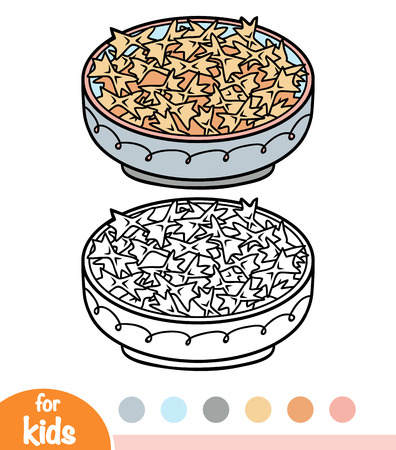 Coloring book for children, Pasta farfalle in bowlのイラスト素材