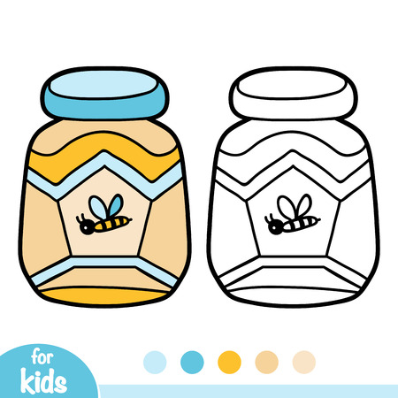 Coloring book for children, Jar of honeyのイラスト素材