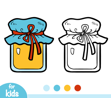 Coloring book for children, Jar of honeyのイラスト素材