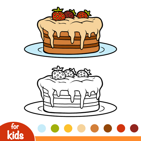 Coloring book for children, Cakeのイラスト素材