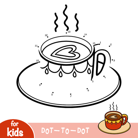 Numbers game, education dot to dot game for children, Cup of coffeeのイラスト素材