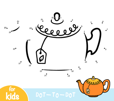 Numbers game, education dot to dot game for children, Teapotのイラスト素材