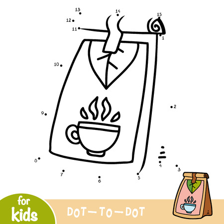 Numbers game, education dot to dot game for children, Tea packetのイラスト素材