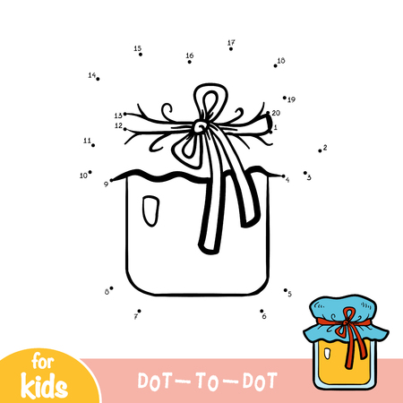Numbers game, education dot to dot game for children, Jar of honeyのイラスト素材