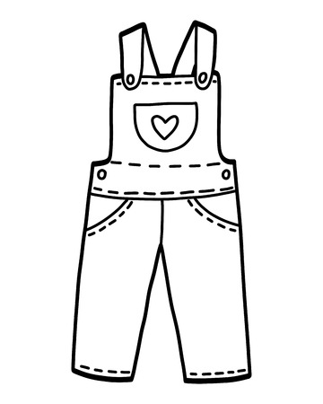 Coloring book for children, Kids dungareesのイラスト素材
