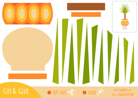 Education paper game for children, Houseplant, Yucca. Use scissors and glue to create the image.のイラスト素材