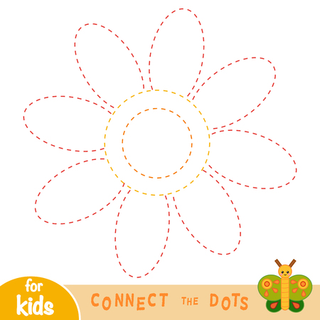 Connect the dots, education game for children, Flowerのイラスト素材