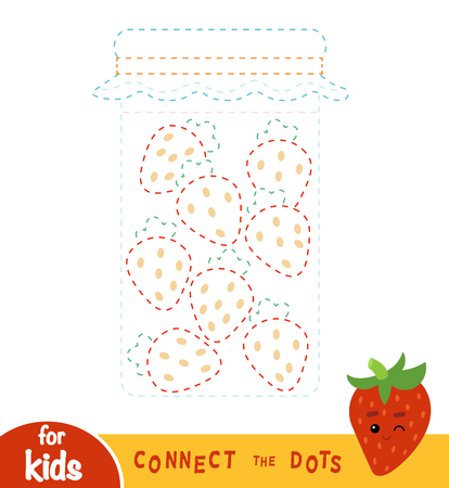 Connect the dots, education game for children, Strawberry in jarのイラスト素材