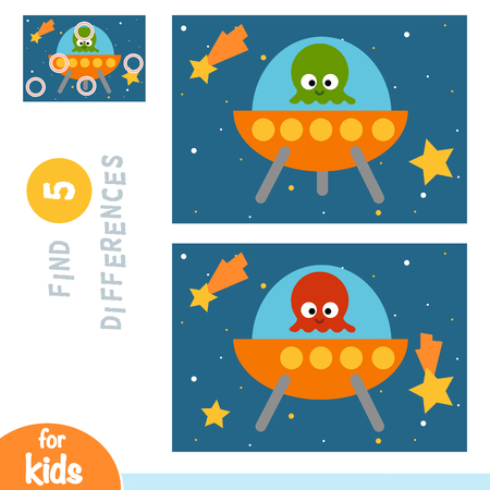 Find differences, education game for children, UFO in spaceのイラスト素材