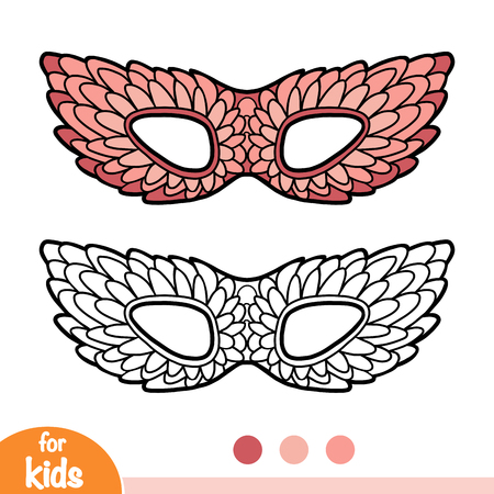 Coloring book for children, Carnival mask with feathersのイラスト素材