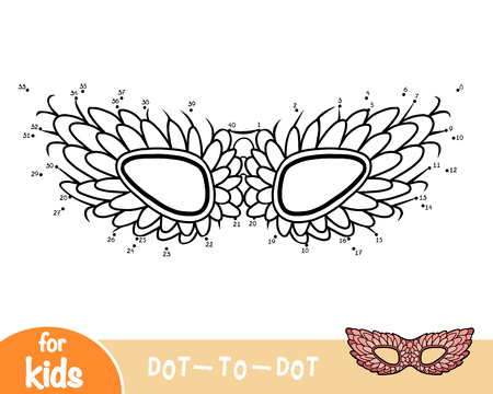 Numbers game, education dot to dot game for children, Carnival mask with feathersのイラスト素材