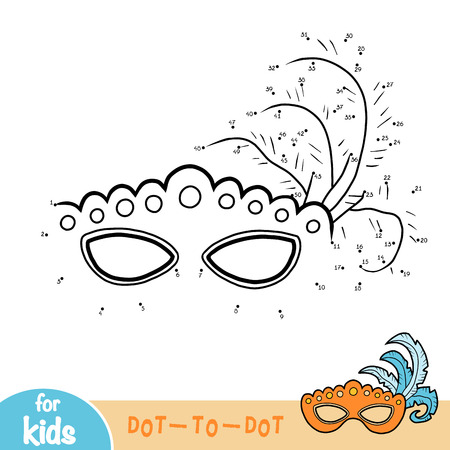 Numbers game, education dot to dot game for children, Carnival mask with feathersのイラスト素材