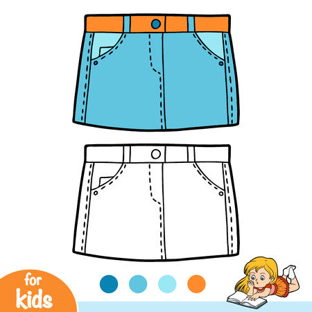 Coloring book for children, Denim skirtのイラスト素材