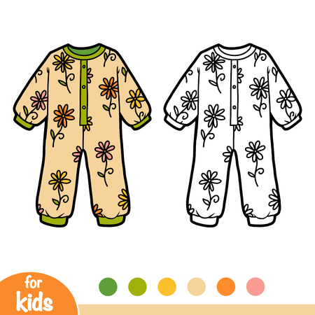 Coloring book for children, Sleepsuit with flowersのイラスト素材