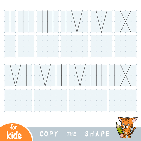 Copy the picture, education game for children. Replicate the image by dots. Draw roman numeralsのイラスト素材