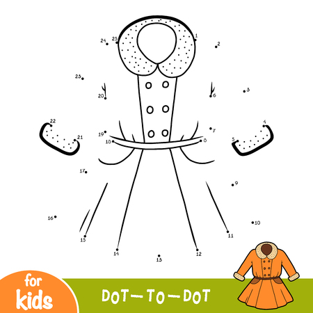 Numbers game, education dot to dot game for children, Women coatのイラスト素材