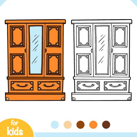 Coloring book for children, Wardrobe with a mirrorのイラスト素材