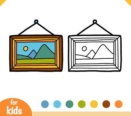 Coloring book for children, Picture with a landscapeのイラスト素材