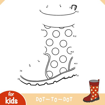 Numbers game, education dot to dot game for children, Rubber bootsのイラスト素材
