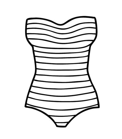 Coloring book for children, Strapless bandeau women swimsuitのイラスト素材