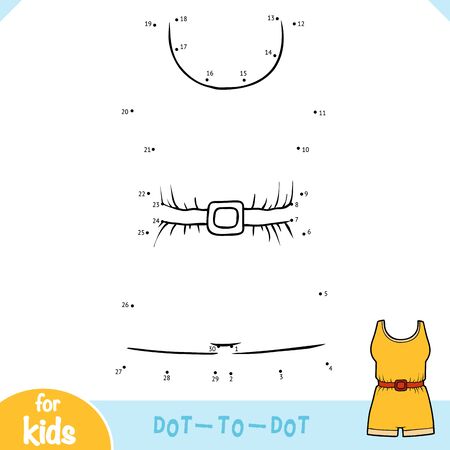 Numbers game, educational dot to dot game for children, Retro swimsuitのイラスト素材