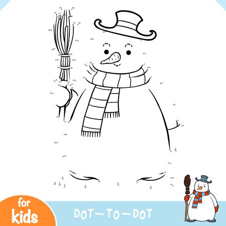 Numbers game, education dot to dot game for children, Snowmanのイラスト素材