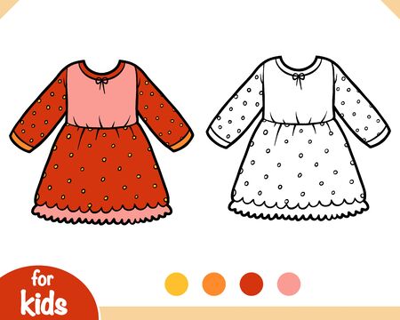 Coloring book for children, Dress with polka dotsのイラスト素材