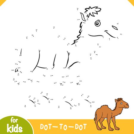 Numbers game, education dot to dot game for children, One-humped camelのイラスト素材