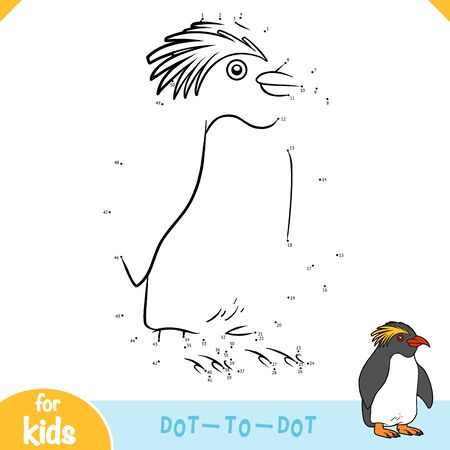 Numbers game, education dot to dot game for children, Crested penguinのイラスト素材