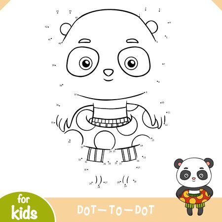 Numbers game, education dot to dot game for children, Cute panda and inflatable rubber ringのイラスト素材