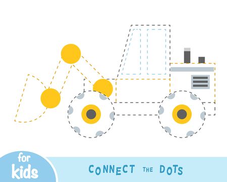 Connect the dots, education game for children, Wheel loaderのイラスト素材