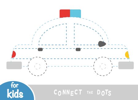 Connect the dots, education game for children, Police carのイラスト素材