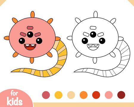 Coloring book for children, Cute bacteria and virus characterのイラスト素材