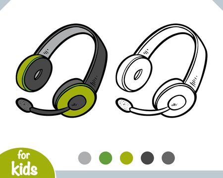 Coloring book for children, Headphonesのイラスト素材