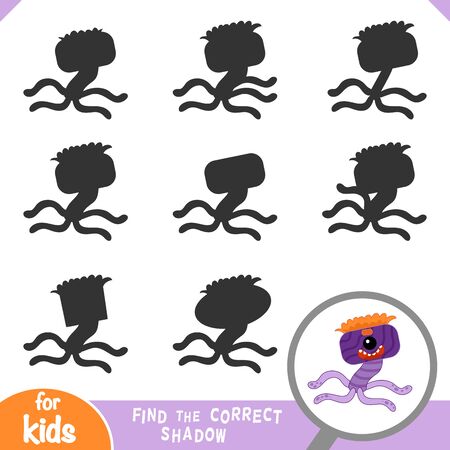 Find the correct shadow, education game for children, Cute bacteria and virus characterのイラスト素材